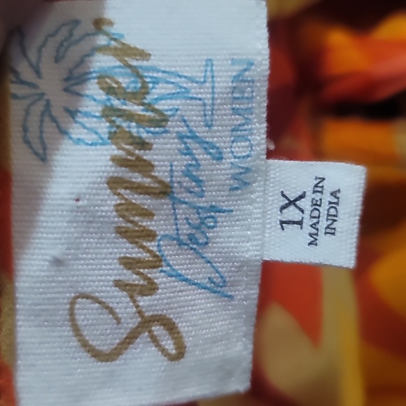 Summer Destiny plus size Vibrant Leaf Print Kaftan swimsuit coverup swim 1x - Picture 5 of 6